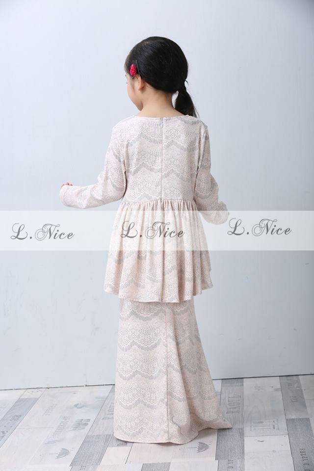 Elegance Peplum Lace Kurung (LNICE) SIZE 2 3 4 5 10Y Lacebrown 2